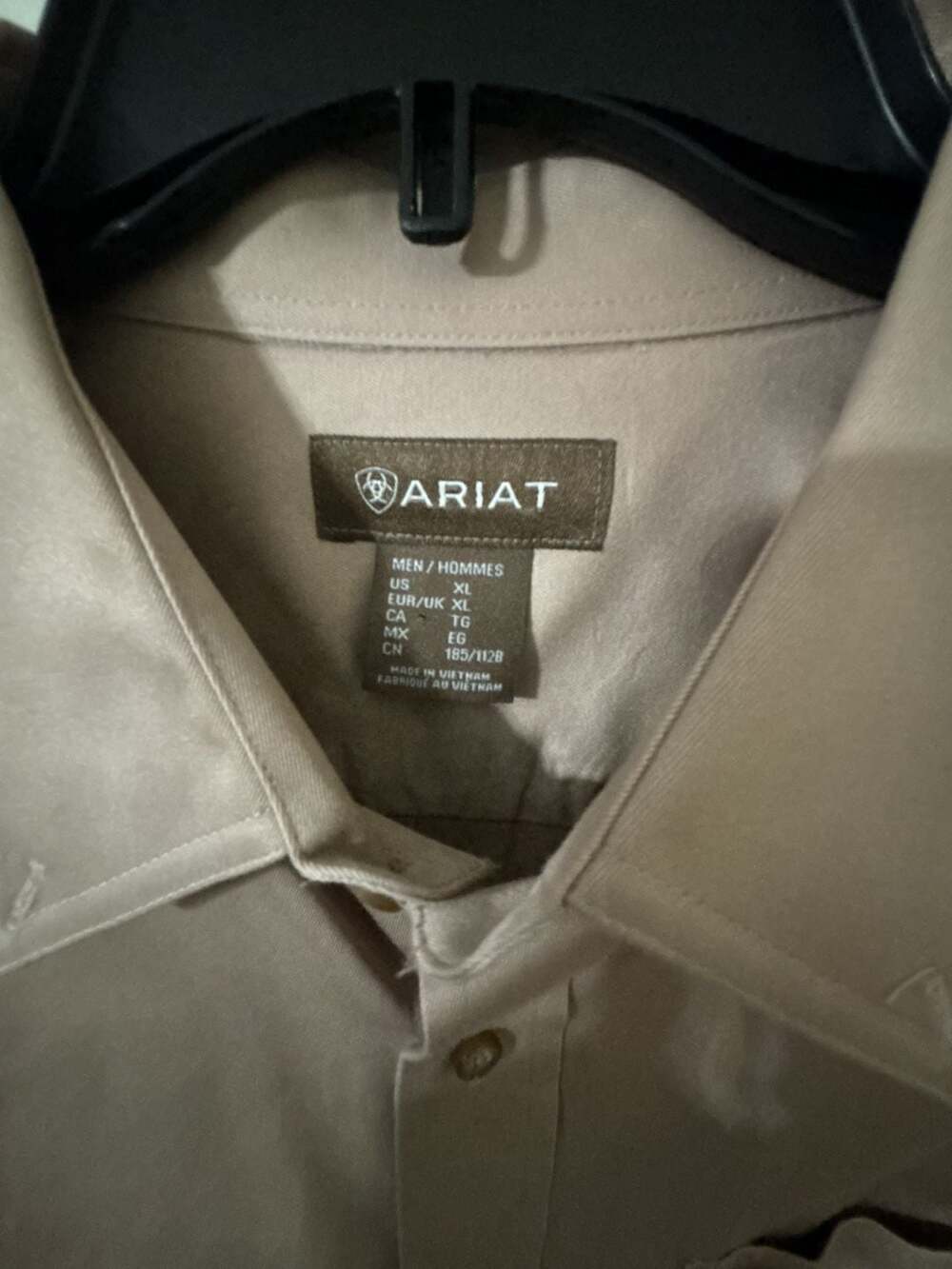 Ariat Long Sleeve Button Down Shirt Size XL Tan Twill Western